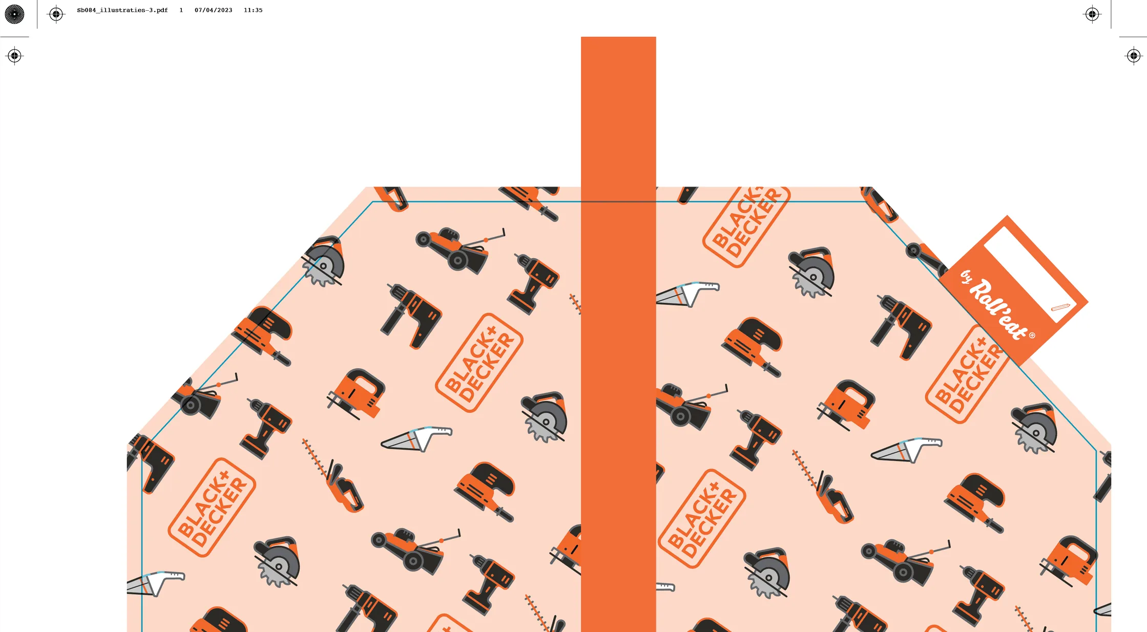 Ontwerptekening van de Eat 'n Roll, opengevouwen