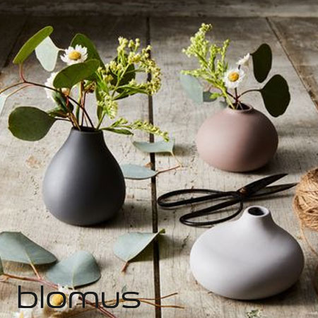 Vaasjes van Blomus met bloemen